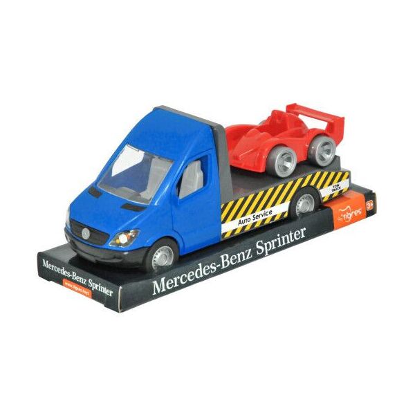 

Автомобиль "Mercedes-Benz Sprinter", эвакуатор, синий, на планш. 12*28*10см, TM Wader