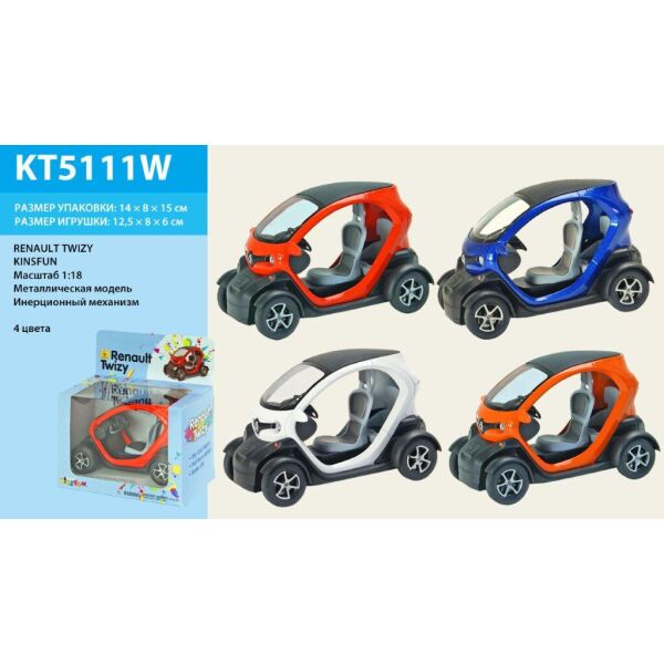 

Машина метал. "Kinsmart" "5 TWIZY", в кор. 16*8,5*7,5см., (96шт/4)