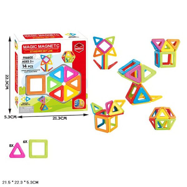 

Конструктор магнитный MAGIC MAGNETIC 14дет.,в кор. 21,3*5,3*22,3см (96шт)