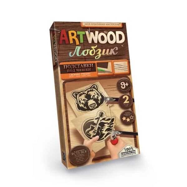 

Набор креат. творчества "ARTWOOD подставки под чашки" мини, рус. в кор. 33*16*4см (6шт)