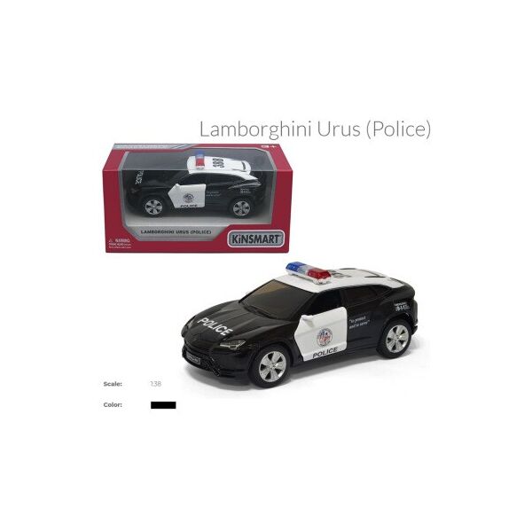 

Машина метал. "Kinsmart" "Lamborghini Urus (Police)", инерц., откр. двери, 1:38, в кор. 16*8*7,5см (96шт/4)