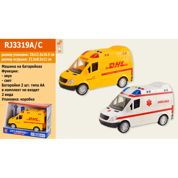 

Машина 21,5см, звук, свет, 3 в (1в-полиция, 1в-скорая), бат., в кор. 25*17*11,5см(36шт)