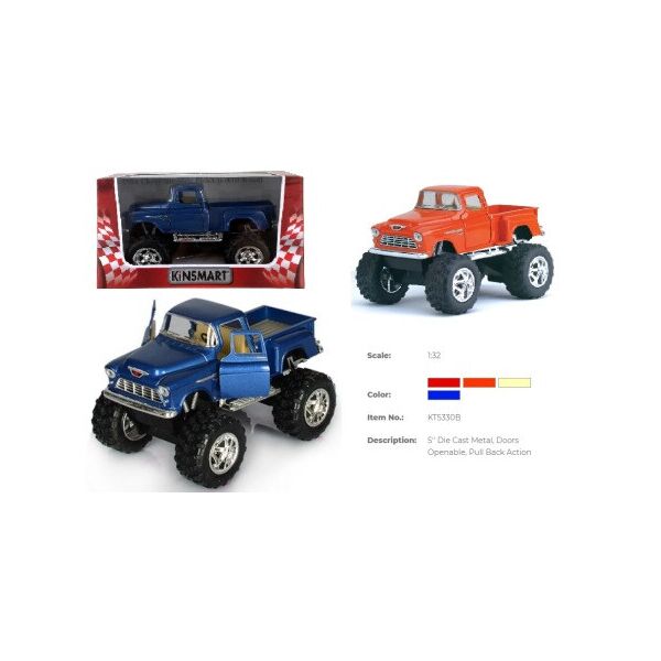 

Машина метал. "Kinsmart", 1955 Chevy Stepside Pick-Up, рез. колеса, откр. дв, в кор. 15*9*8,5см (24шт)