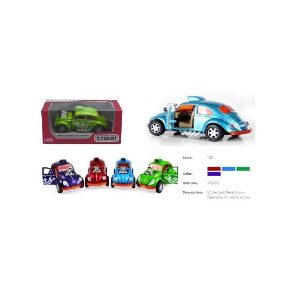 

Машина метал. "Kinsmart" "Volkswagen Beetle Custom-Dragracer" инерц., 12см, открыв. двери, 4 цвета, в кор. 16*8*7см (96шт)