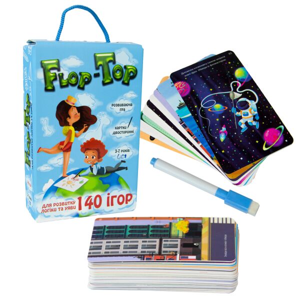 

Настольная развивающая игра "Flop-Top", украинская, в кор. 18,7*12*4,5см, ТМ Стратег, Украина (22шт)