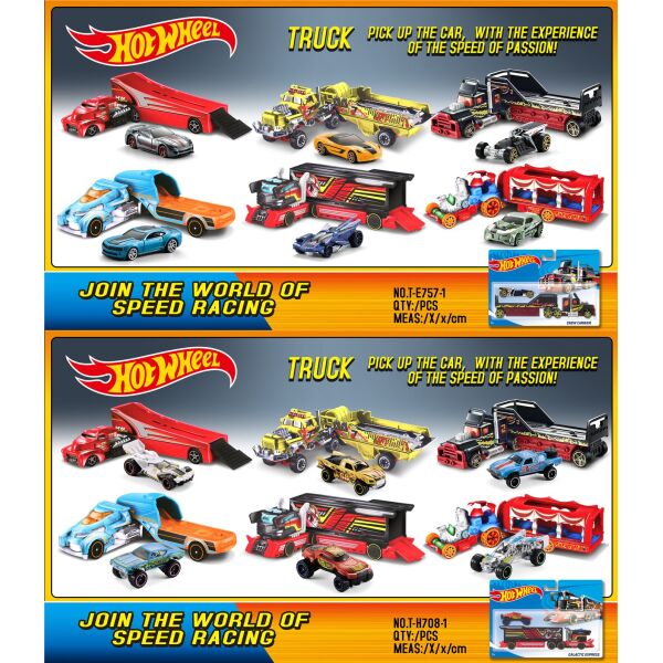 

Трейлер Hot Wheels с легковой маш. метал.12 видов, лист 24*5,5*21см (168шт)