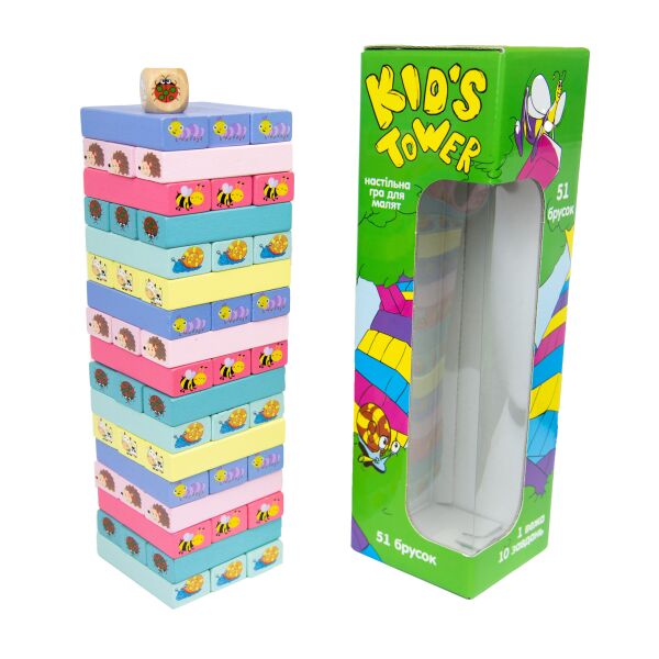 

Развлекательная игра "Kid's Tower", Джанга, украинская, в кор. 28*8,2*8,2см, ТМ Стратег, Украина (6шт)