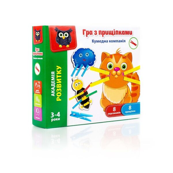 

Игра с прищепками "Кумедна компанія", украинский, в кор. 21*5*18см, Украина, ТМ Влади Тойс