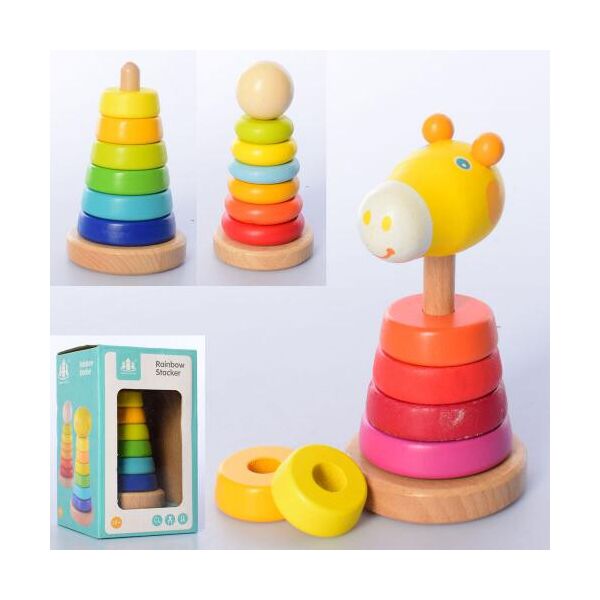 

Деревянная игрушка "Пирамидка" кольца 6шт, 3 вида, в кор. 9*15,5*9см (30шт)