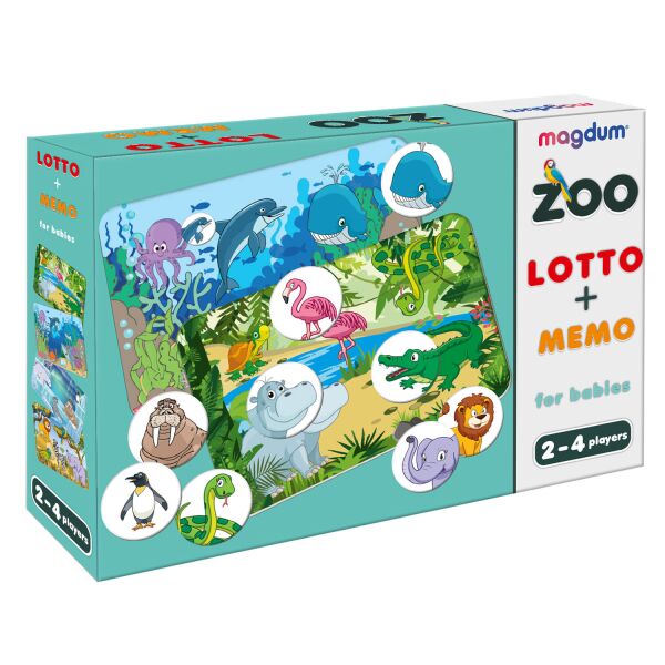 

Настольная игра "Лото+мемо Зоопарк", 4 поля, 40 фишек, в кор. 18*13*4см, Украина, Magdum