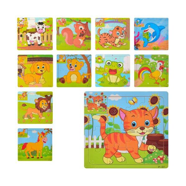 

Деревянная игрушка "Пазлы" животное, микс видов, в пак. 15*15*0,5см (500шт)