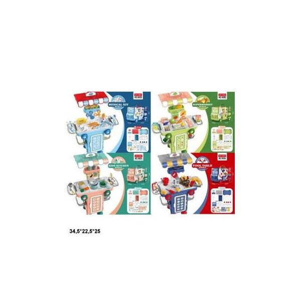 

Набор игровой повар/продавец/врач/строитель, 4 вида, в машине 34,5*22,5*25см (12шт)