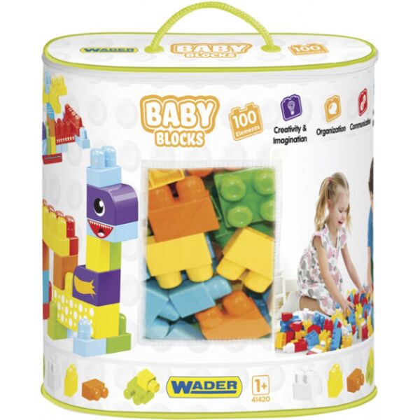 

Конструктор "Baby Blocks" Мои первые кубики, 100шт, в сумке 35*27*10см, ТМ Wader (6шт)