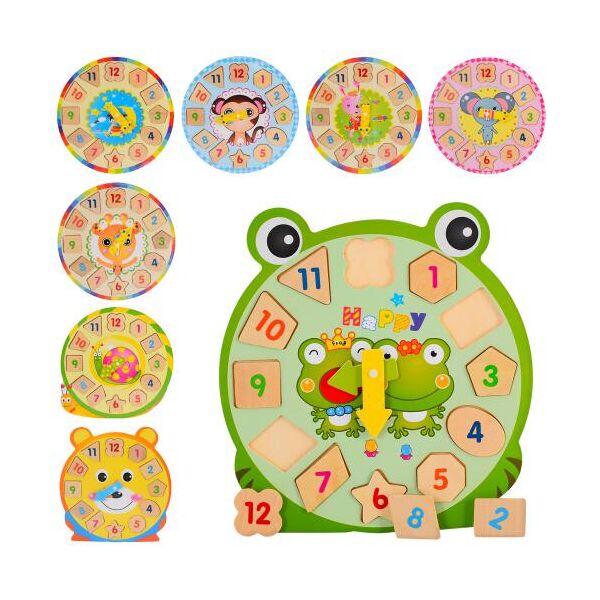 

Деревянная игрушка "Часы" цифры-рамка-вкладыш, 8 видов, 31*28*0,5см (100шт)