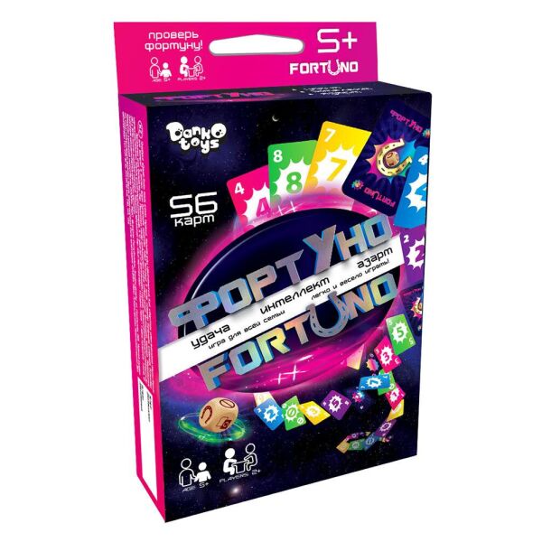 

Настольная игра ФортУно средняя русская в кор.9*13*2см (32шт)