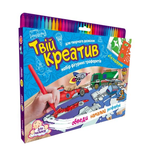 

Набор для творчества фигурные трафареты "Твой креатив :динозавры" укр. в кор.30*26*25см пр. Украина (24шт)