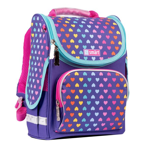 

Рюкзак школьный каркасный SMART PG-11 Rainbow hearts фиолетовый (557516)