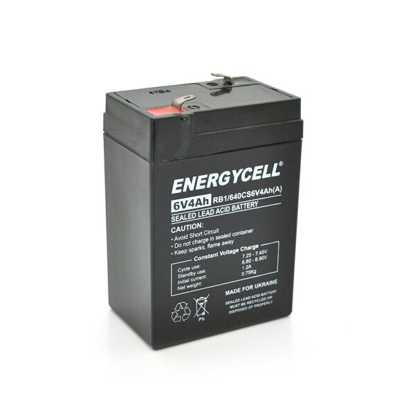 

Аккумуляторная батарея Energycell RB640CS6V4Ah 6V 4Ah (101*70*47мм),0.71Kg