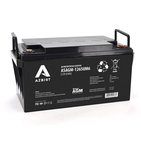 

Акумулятор AZBIST Super AGM ASAGM-12650M6, Black Case, 12V 65.0Ah ( 348 х 168 х 178 ) Q1