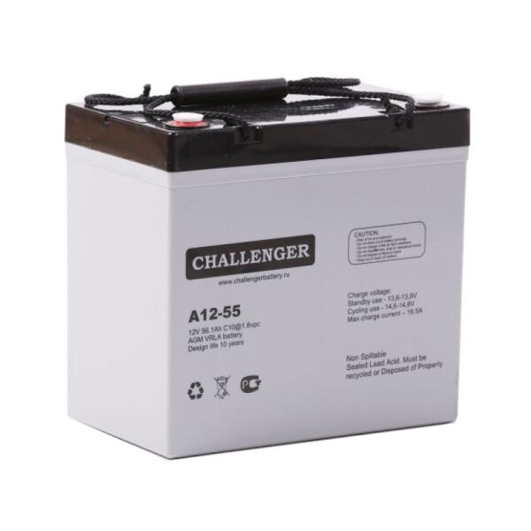 

Акумуляторна батарея CHALLENGER А12-55, 12V 55Ah (229х138х235), Q1, ( VRLA AGM )