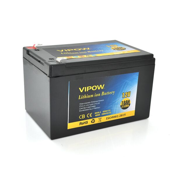 

Акумуляторна батарея літієва Vipow 12 V 18A з елементами Li-ion 18650 з вбудованою ВМS платою, (3S9P) (151х98х95(101))мм