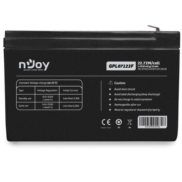 

Аккумуляторная батарея Njoy GPL07122F 12V (BTVACGUOBTC2FCN01B) VRLA