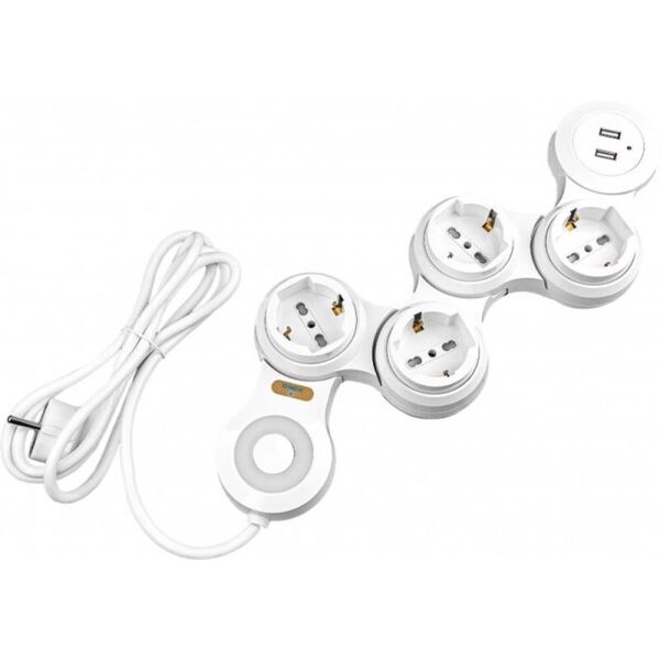 

Сетевой фильтр XoKo (XK-SP-4-2 Flex) 4 розетки, 2 USB, 1.8 м, White