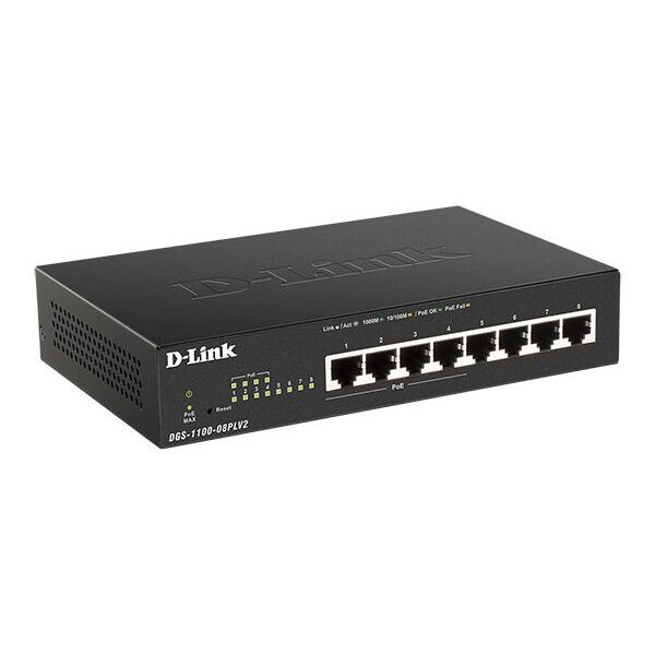 

Коммутатор D-Link DGS-1100-08PLV2 8xGE (4xGE PoE, 4xGE), 64Вт, Easysmart