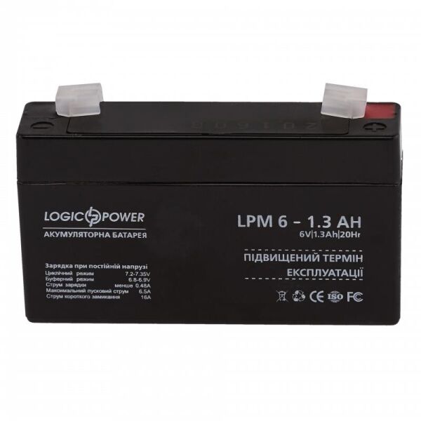 

Аккумуляторная батарея LogicPower LPM 6V 1.3AH (LPM 6 - 1.3 AH) AGM