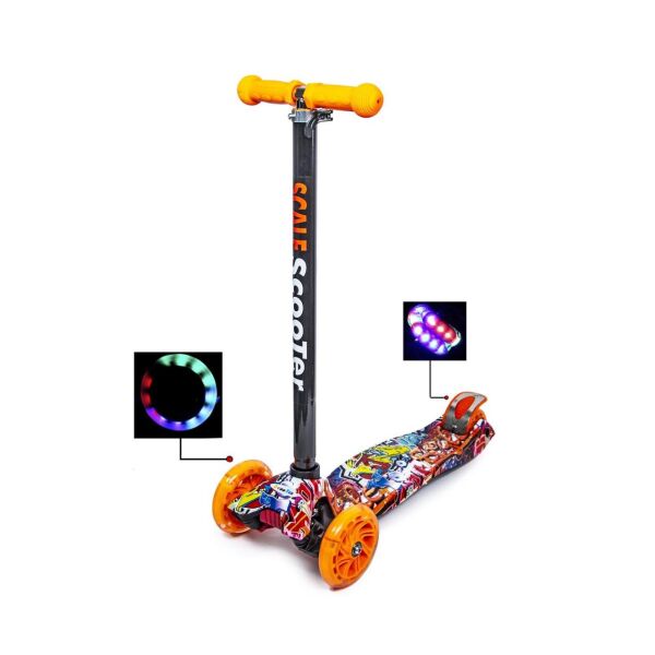 

Самокат трехколесный детский Scale Scooter Maxi GRAFFITY для детей от 3-6 лет до 60 кг Светящиеся колеса