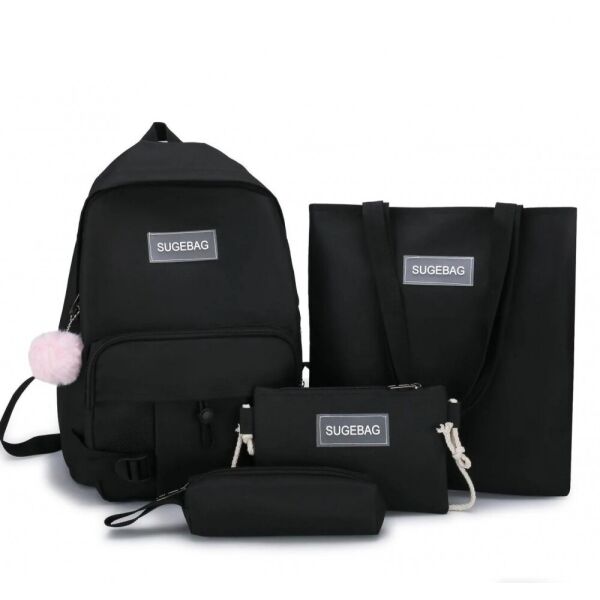

Комплект 4 в 1 рюкзак подростковый для девочки, сумка, клатч и пенал Sugebag черный 1450446271