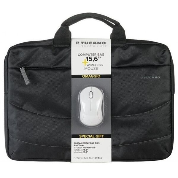 

Сумка для ноутбука Tucano 15.6" SLIM BAG IDEALE + Wireless mouse, Black (BU-BIDEA-WM)
