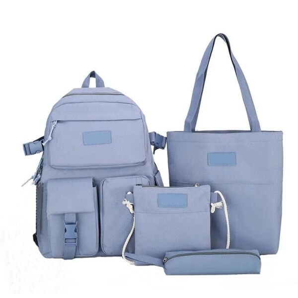 

Комплект 4 в 1 рюкзак подростковый Sugebag для девочки, пенал, сумка и клатч голубой 1556963519