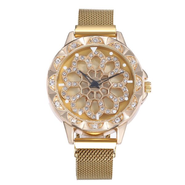 

Часы женские Starry Sky Watch с вращающимся циферблатом и металлическим браслетом Золотистый