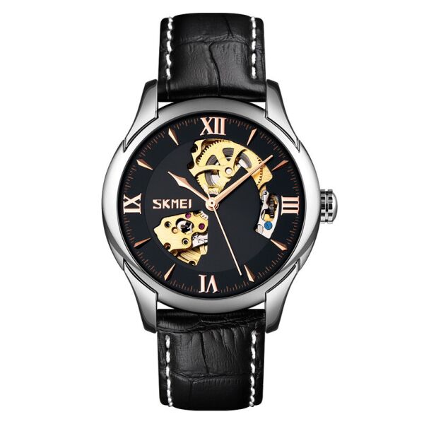 

Часы SKMEI 9223 Skeleton механические с ремешком из эко кожи Черный