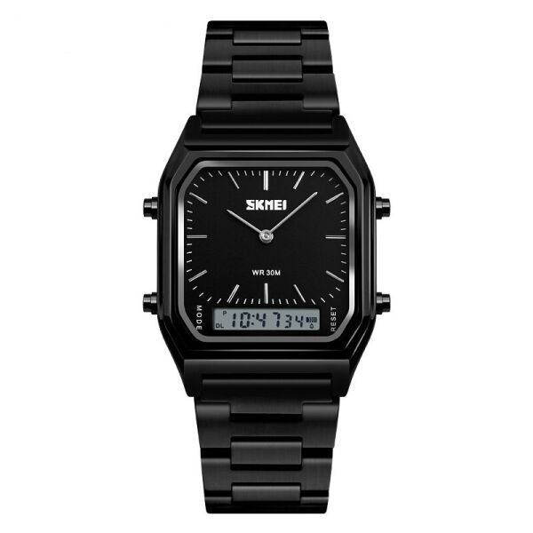 

Часы мужские SKMEI TANGO 1220 с металлическим браслетом + второй часовой пояс Черный