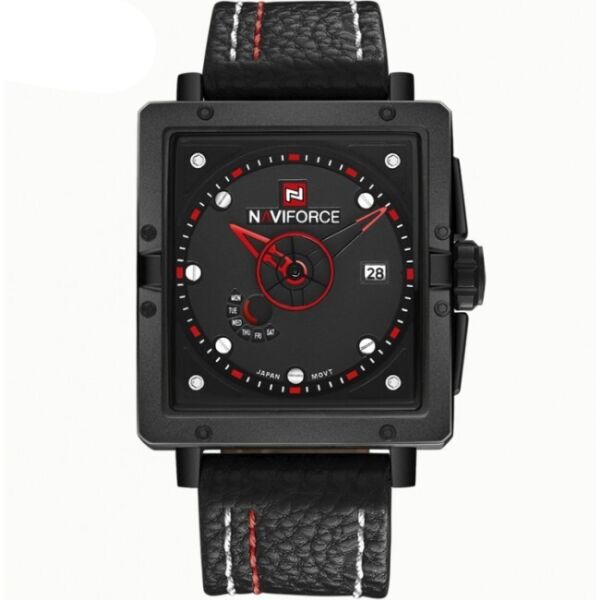 

Часы мужские Naviforce 9065 с кожаным ремешком Черный/Красный