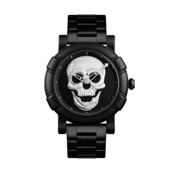 

Часы мужские SKMEI SKULL 9178 с металлическим браслетом и черепом на циферблате Черный/Серебро