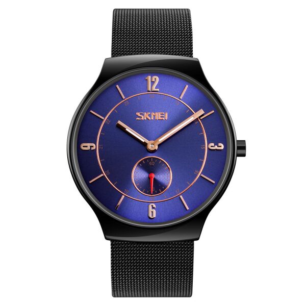

Часы мужские SKMEI 9163 DESIGN Черный/Синий с золотыми стрелками + стальной браслет
