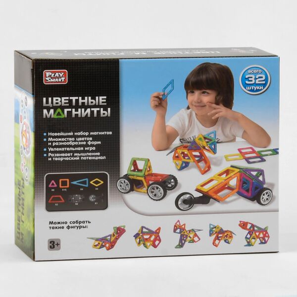 

Конструктор Play Smart 2475 МАГНИТНЫЙ - Машинки (32 дет.)