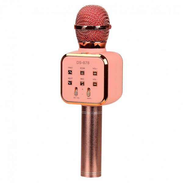 

Микрофон караоке беспроводной Wster DS-878 Розовый с FM радио / Bluetooth / динамиками / функция модуляции голоса 5 Вт