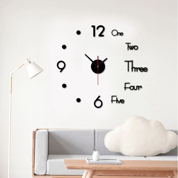 

Часы настенные 3D DIY CLOCK MINI 1 Черный 7,9 см с самоклеящейся основой