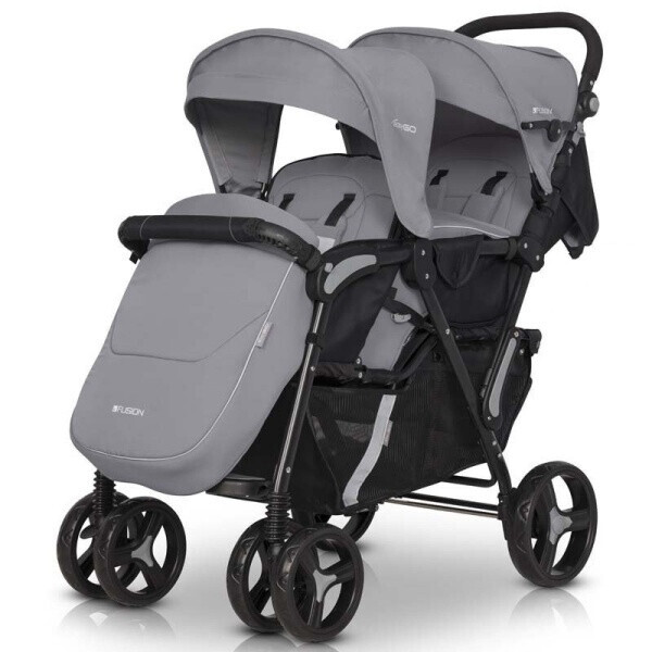

Коляска прогулочная для двойни EasyGo Fusion Duo 2021 Pearl с корзиной и дождевиком + 2 чехла для ножек