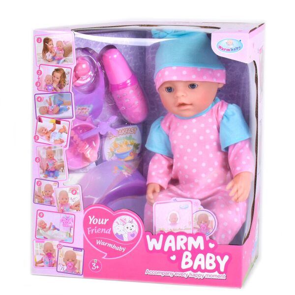 

Пупс функциональный с аксессуарами Kimi со звуковым эффектом 40 см Розово-голубой 6975922583372