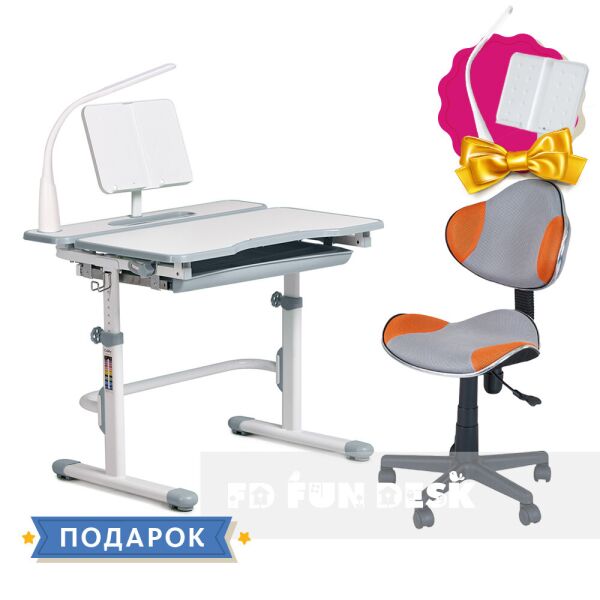 

Комплект растущая парта Cubby Fressia Grey + детский стул для школьника FunDesk LST3 Orange
