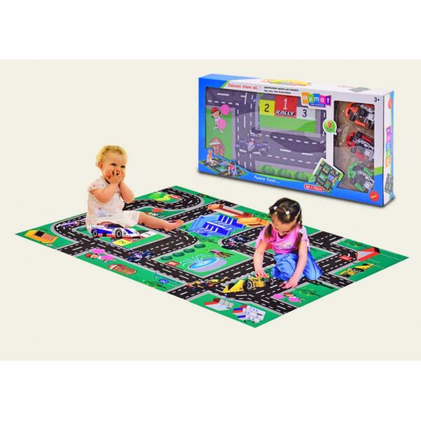 

Детский игровой коврик с картинкой улицы Rally 528-7A (1498538), 3 машинки в комплекте