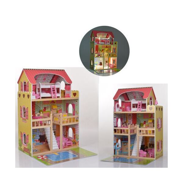 

*Деревянный домик с мебелью для кукол со светом (аналог KidKraft) арт. 2671
