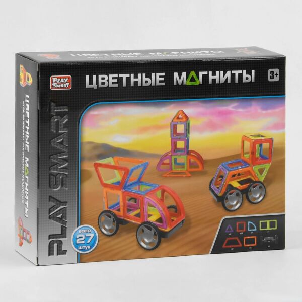 

Конструктор Play Smart 2472 МАГНИТНЫЙ - Машинки (27 дет.)