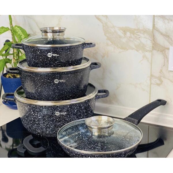 

Набор кастрюль и сковорода Higher Kitchen HK-310 ЧЕРНЫЙ Набор посуды с гранитным антипригарным покрытием