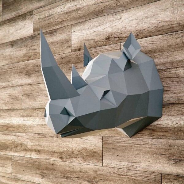 

Наборы для создания 3д фигур Оригами Паперкрафт Бумажная модель Papercraft Носорог Белый